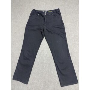 INC Denim Jeans Womens 10‎ Black Straight Leg Regular Fit Crop Gold Buttons